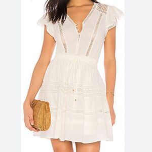 Heartloom Anthropologie Perla Dress Eggshell Ivory Eyelet Flutter Sleeve Boho S